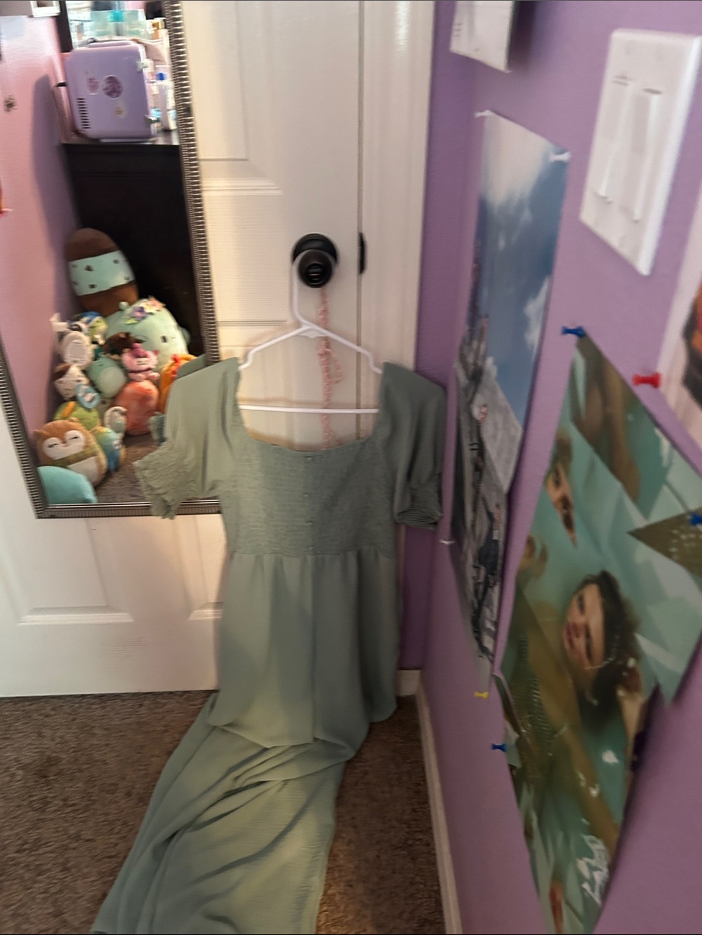 Amazon Essentials Sage Green Smocked Bodice Jumpsuit